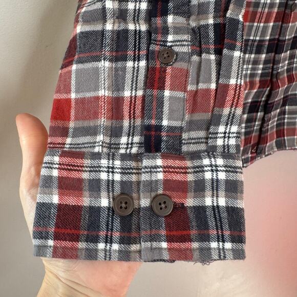 Alesbury Long Sleeve Flannel Button Up Shirt Red Gray Plaid NWT Men Size Large - Picture 4 of 9